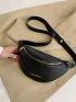 Medium Waist Bag Solid Black Unisex Style