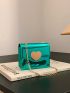 Mini Square Bag Heart Decor Chain Strap Metallic Pattern