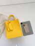 Medium Square Bag Solid Color Double Handle With Coin Purse