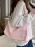 Medium Hobo Bag Solid Pink Minimalist Style