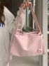 Medium Hobo Bag Solid Pink Minimalist Style