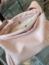 Medium Hobo Bag Solid Pink Minimalist Style