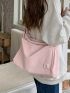 Medium Hobo Bag Solid Pink Minimalist Style