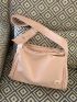 Medium Hobo Bag Solid Pink Minimalist Style