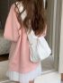 Medium Hobo Bag Solid Pink Minimalist Style