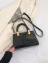 Mini Square Bag Crocodile Embossed Double Handle