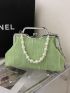 Medium Square Bag Faux Pearl Decor Chain Strap