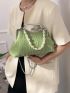 Medium Square Bag Faux Pearl Decor Chain Strap