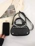 Small Dome Bag Black Studded & Chain Decor Double Handle For Daily