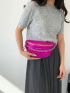 Crocodile Embossed Fanny Pack Chain Decor Metallic Funky