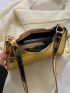 Crocodile Embossed Baguette Bag Metallic PU Funky