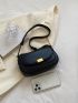 Small Saddle Bag Solid Black Metal Decor