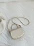 Mini Saddle Bag Top Handle Solid White Twist Lock