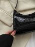 Small Baguette Bag Crocodile Embossed Elegant Style