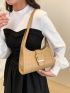 Buckle Decor Hobo Bag Fashion White