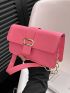 Small Square Bag Pink Metal Decor Chain Strap For Daily