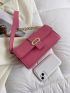 Small Square Bag Pink Metal Decor Chain Strap For Daily