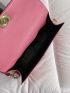 Small Square Bag Pink Metal Decor Chain Strap For Daily