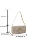 Small Square Bag Beige Metal Decor Chain Strap For Daily