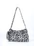 Medium Ruched Bag Leopard Print Top Handle With Coin Purse For Daily