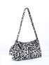 Medium Ruched Bag Leopard Print Top Handle With Coin Purse For Daily