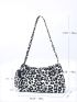 Medium Ruched Bag Leopard Print Top Handle With Coin Purse For Daily