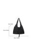 Black Shoulder Tote Bag Pocket Front Large Capacity For Daily