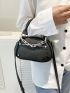 Small Dome Bag Black Studded & Chain Decor Double Handle For Daily