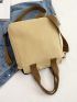 Khaki Square Bag Pocket Front Adjustable Strap For Daily