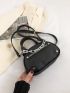 Small Dome Bag Black Studded & Chain Decor Double Handle For Daily