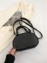 Small Dome Bag Black Studded & Chain Decor Double Handle For Daily