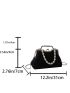 Small Square Bag Faux Pearl Decor Ruched Detail Chain Strap For Daily