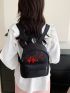 Medium Classic Backpack Lantern Pattern Embroidery Detail Pocket Front For Daily