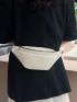 Corduroy Fanny Pack Beige Fashionable For Daily