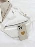 Corduroy Fanny Pack Beige Fashionable For Daily