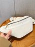 Corduroy Fanny Pack Beige Fashionable For Daily