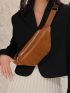 Corduroy Fanny Pack Brown Fashionable For Daily