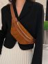 Corduroy Fanny Pack Brown Fashionable For Daily