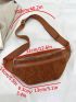 Corduroy Fanny Pack Brown Fashionable For Daily