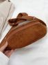 Corduroy Fanny Pack Brown Fashionable For Daily