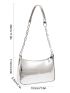 Mini Crocodile Embossed Hobo Bag Silver Chain Strap