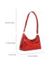 Crocodile Embossed Baguette Bag Red Fashionable Top Handle