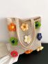 Small Straw Bag Flower Decor For Vacation