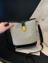 Small Bucket Bag Colorblock Turn Lock Adjustable Strap For Work