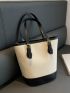 Medium Bucket Bag Colorblock Double Handle For Work