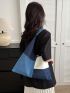 Large Hobo Bag Colorblock Patchwork Top Handle For Daily