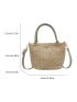 Small Straw Bag Colorblock Double Handle For Vacation