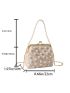 Small Straw Bag Faux Pearl Decor Chain Strap For Vacation