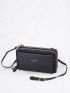 Letter Graphic Phone Wallet PU Black