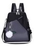 Pom Pom Decor Classic Backpack Two Tone